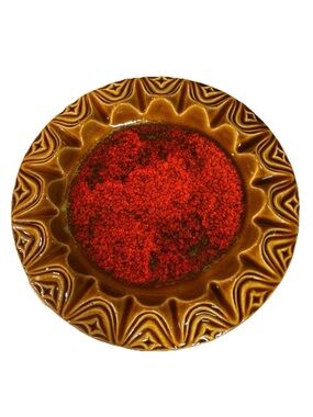 1968 Maurice of California No 952 Ashtray Dish Brown Red Lava Original Large